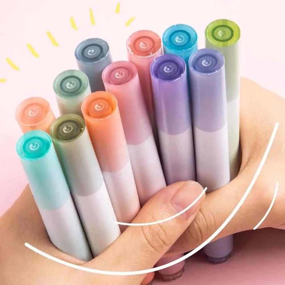 12 Stück Morandi-Farben Ästhetische Textmarker Bunte Marker Stifte zum Markieren von Bibelbuch, Kein Durchbluten und Schnelltrocknend