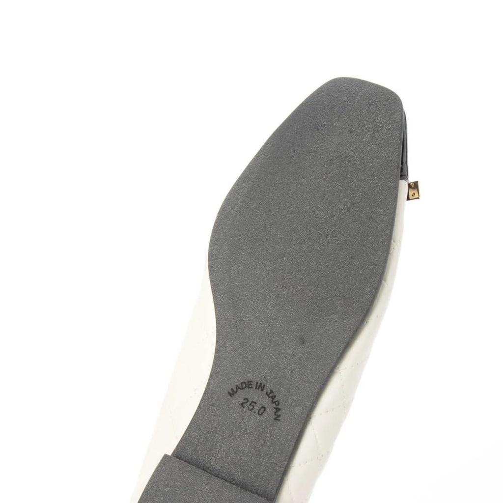 IK Plus Women's Quilted Flat Pumps, Size 153, White Quilting/Black, Size E, 25.5 Cm, 2E