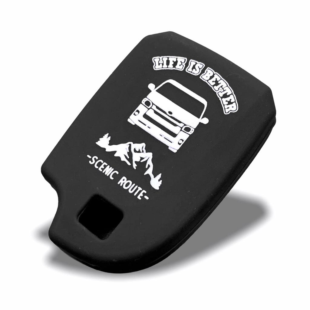 SUITY Silikon Smart Key Hülle für Toyota Hiace und Regius Ace, Perfekte Passform, Kratzfest (Schwarz, 2 Tasten)