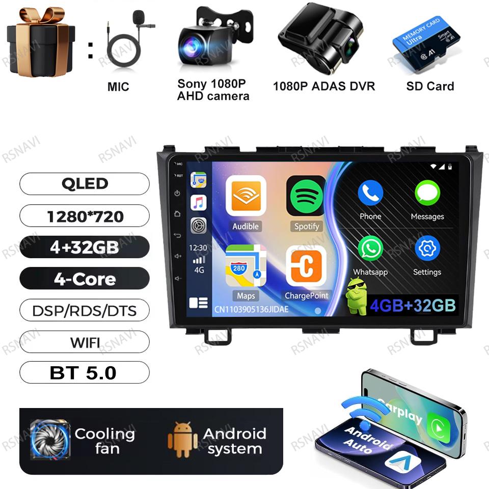 Android 16 Car Radio For Honda CR-V 3 RE CRV 2007-2011 Multimedia Video Player Audio Auto 5G WIFI GPS RDS Navigation Qualcomm BT