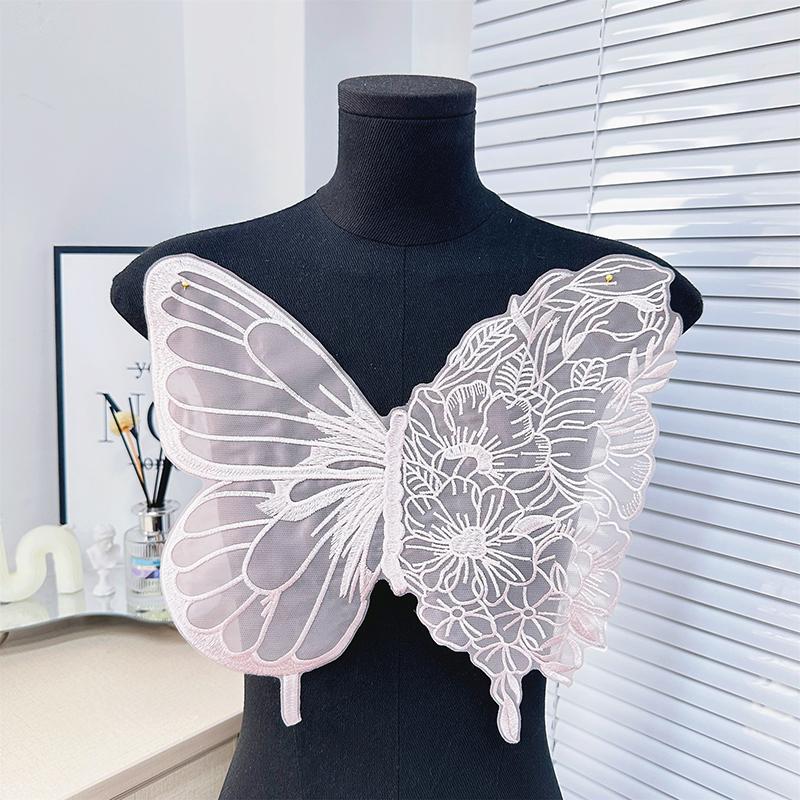 Grandes Appliqués Brodés Papillons Pour Vêtements Patchs Tissu Dentelle Accessoires Pour Robe de Mariée Demoiselle d'honneur Décor DIY