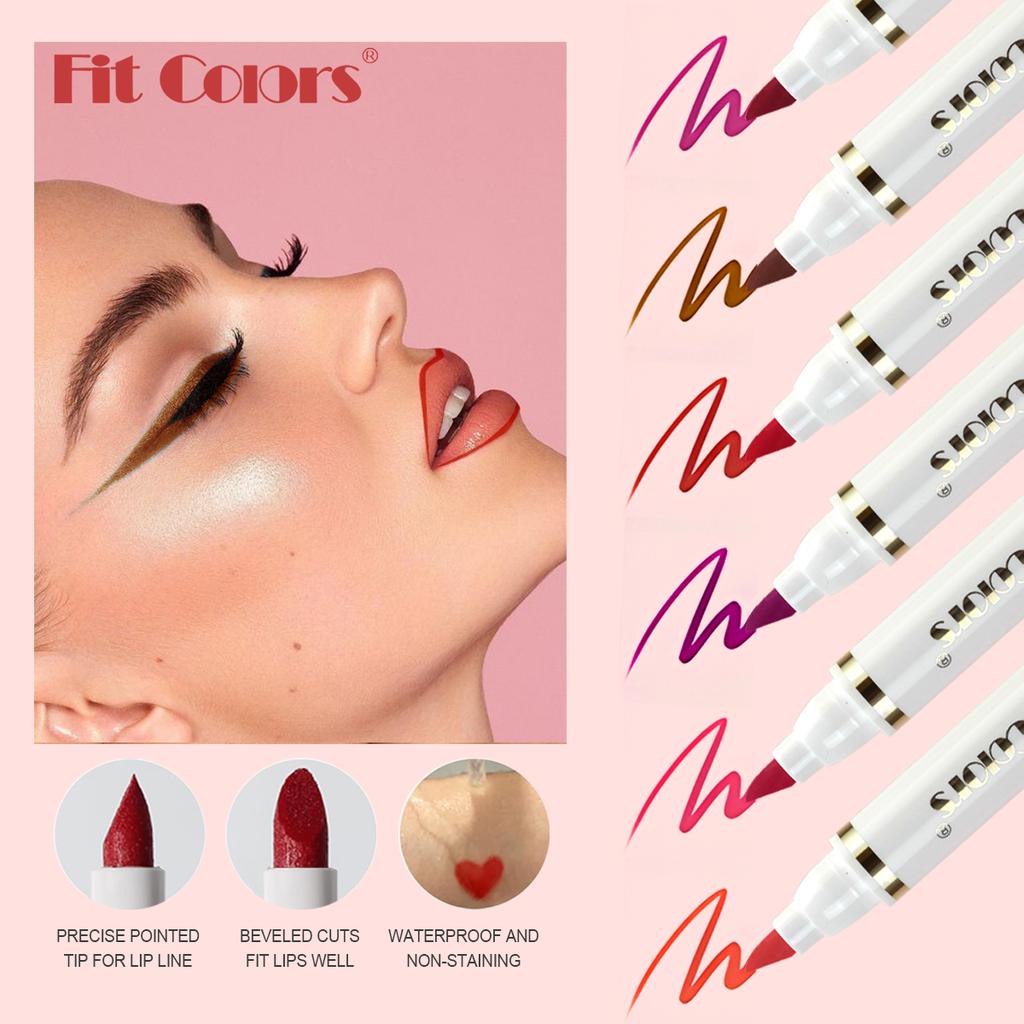 Fit Colors Lippenkonturenstift und Lippenstiftstift, Mattes Samt-Langanhaltendes Wasserdichtes Transferfestes Lippenstiftstift-Lippgloss Konturierung Make-up Kosmetik