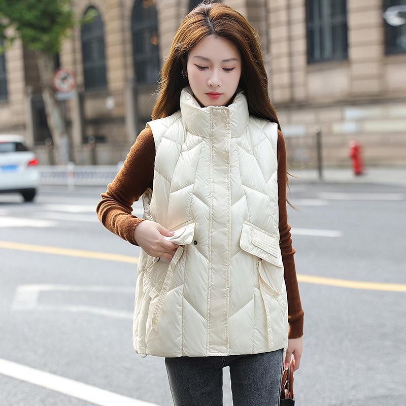 New glossy leave-in down cotton vest women's autumn and winter short cotton vest vest vest vest jacket