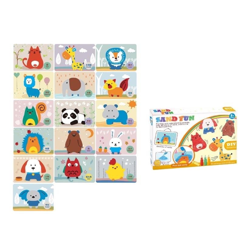 

Colorful Sands Art Picture Kits for Kids Handmade Sands Draw Craft Set Birthday Present Colored Sands Painting Accessories