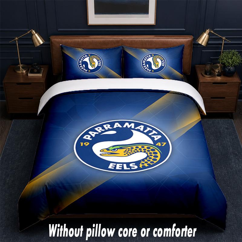 Parramatta Eels Design Bed Bedding Set 1 Duvet Cover + 2 Pillowcases Soft Breathable Household Bed Linens