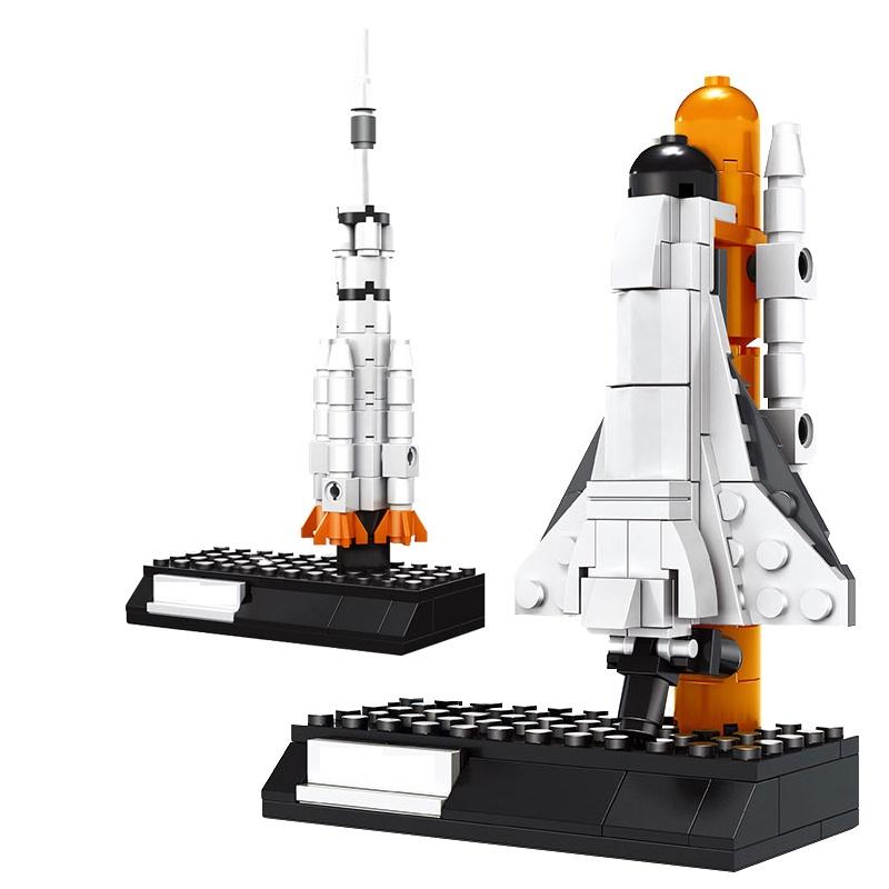 4 Style Spaceship Satellite Space Shuttle Lunar Rover Rocket Model Toys for Children  Kids Gifts City Buidling Blocks Toy