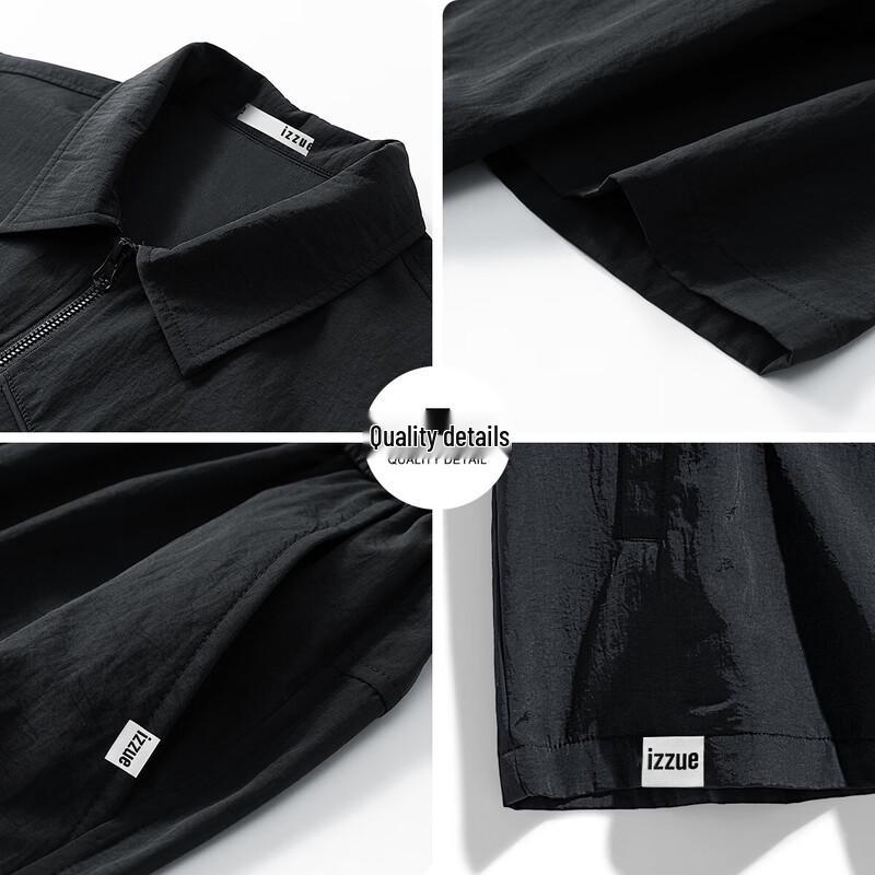 Izzueit Men's Ice Silk POLO Shirt & Shorts Set