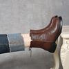 Martin boots women's autumn and winter new round head flat bottom short boots simple casual rear zipper leather boots cotton boots