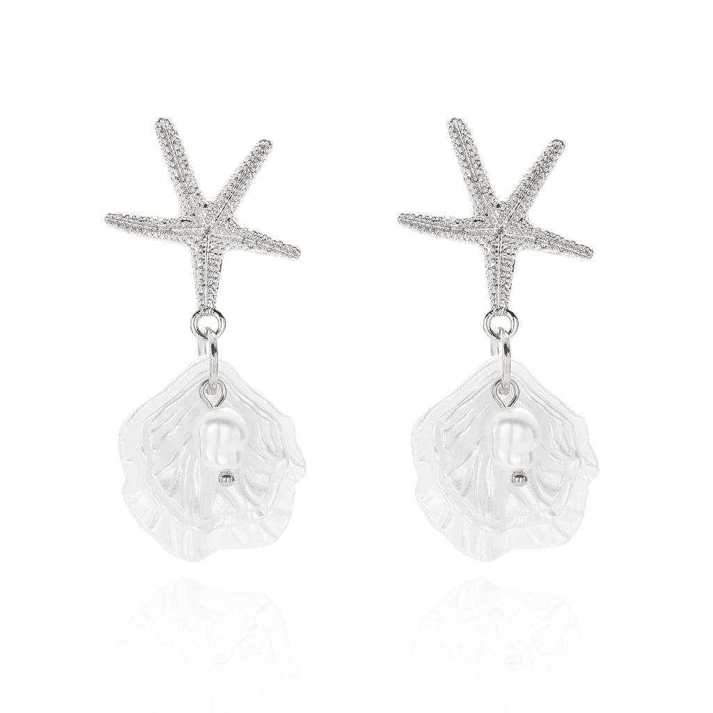 Women's Earrings Beach Resort Style Starfish Pearl Shell Pendant Earrings Creative Exquisite Shell Earrings