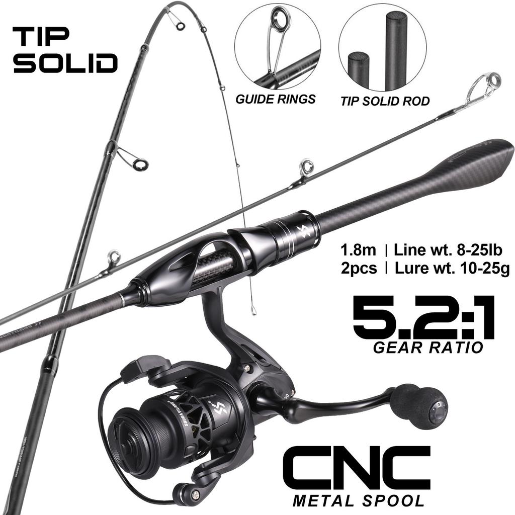 Sougayilang UL Spinning Fishing Rod and Reel Combo Carbon Fiber Fishing Pole 5.2:1 Gear Ratio Reel for Freshwater Bass Fishing