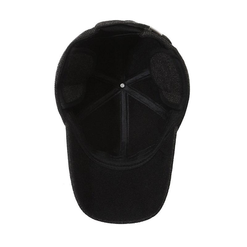 Middle-Aged Cap Men's Baseball Cap Outdoor Ear Protection for Elderly Thick Warm Autumn Winter Woolen Peak Cap