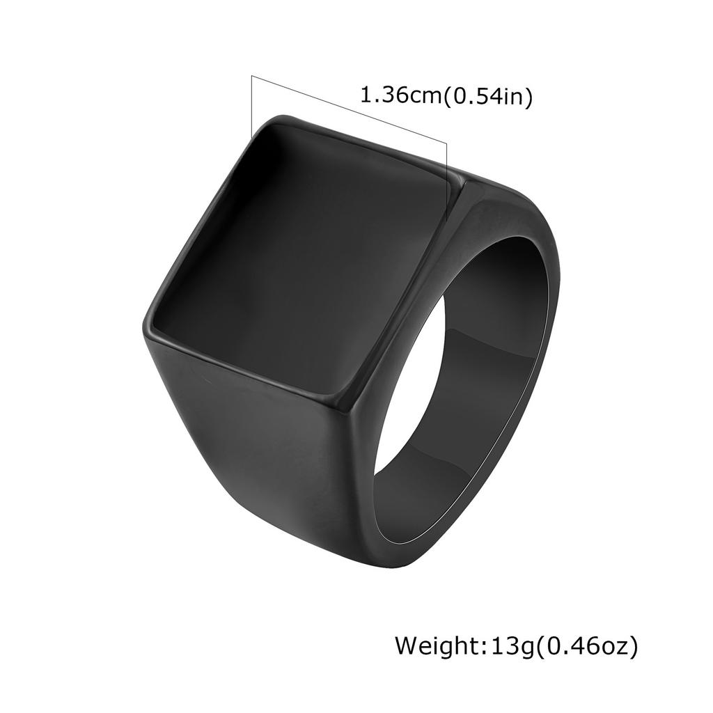 Square Signet Ring for Men Boys,Waterproof Stainless Steel Finger Band Ring,Gothic Punk Rock Jewelry Gifts