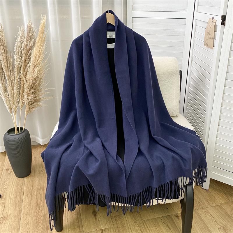 New Fashion Luxury Solid Color Thick Cashmere Winter Warm Scarf Women Pashmina Shawl Wraps Bufanda Female Tassel Scarves