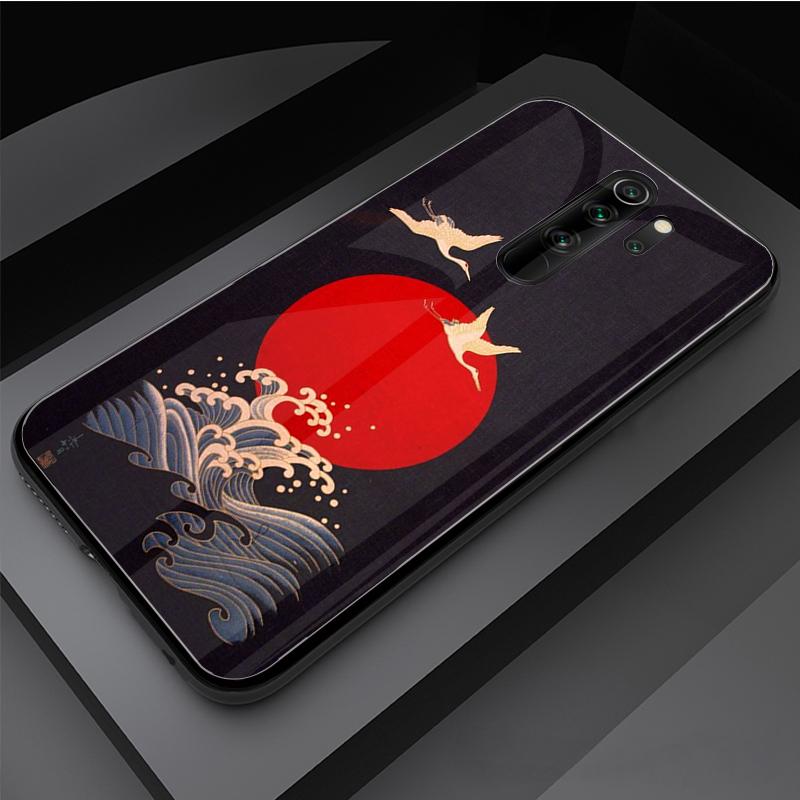 

Японский художественный закаленный стеклянный чехол для телефона Redmi Note 5 6 7 8 Pro Note8T Note9S Redmi8 9 Cover Shell Redmi 7A