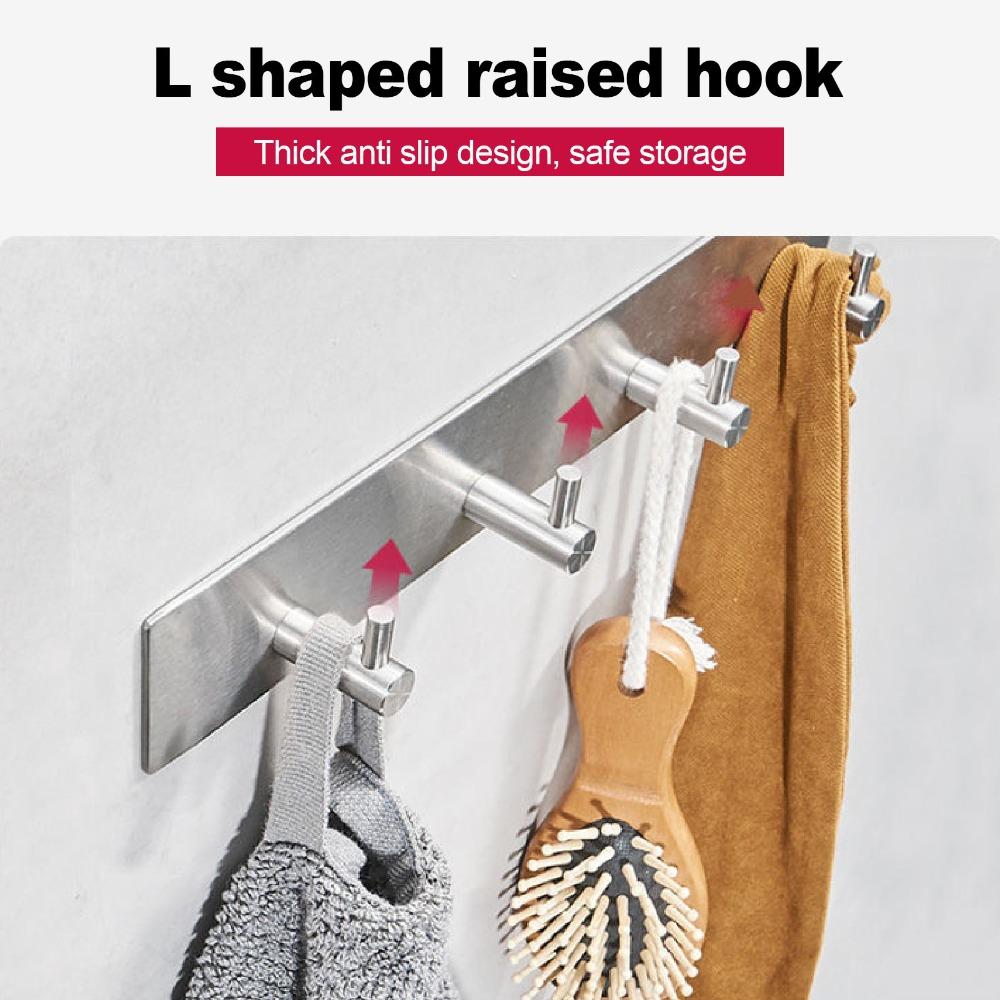 Silver Coat Hanger Self Adhesive Towel Hanging Hook Durable Key Holder Home Dorm