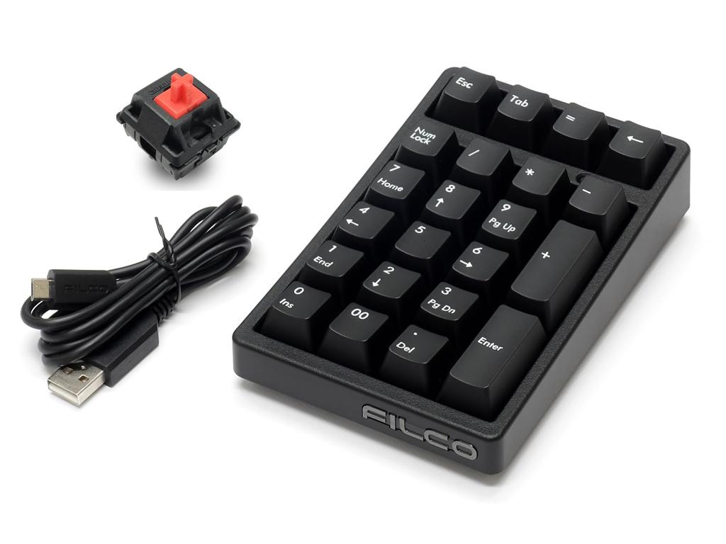 FILCO Majestouch TenKeyPad 2 Professional PBT Dual-Color Molded Keycaps, Cherry MX Silent Red Switches, Non-NumLock Compatible, 22 Keys, USB, Black
