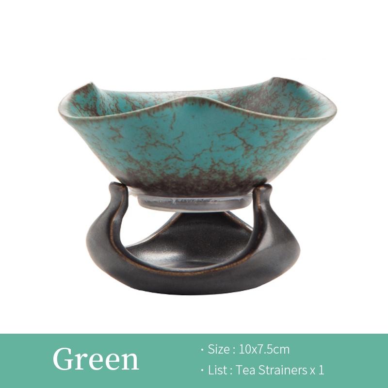 Tyrkysově zelená glazura Sítko na čaj Sada Japonské keramické sítko na čaj Hrubá keramika Oddělovač čaje Filtrační síťka Čajové příslušenství Sada trychtýře