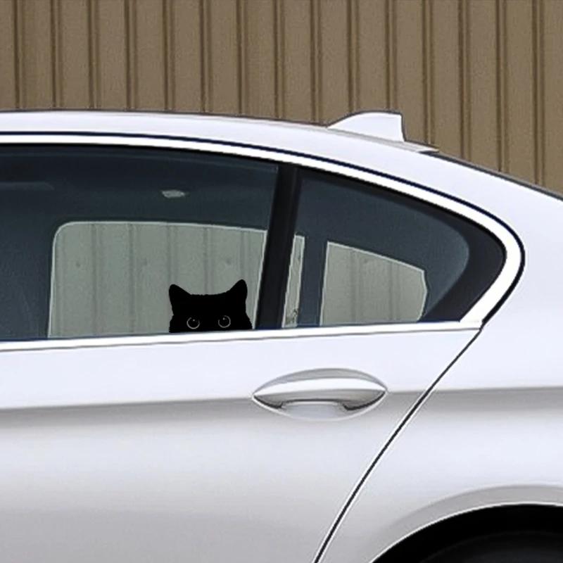 1 Piece Hot Car Sticker Accessories Poor Cat Is Stealing with Big Eyes Watch Vinyl Car Styling Cover Waterproof PVC