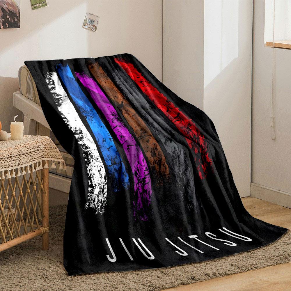 Distressed Colored Belts Jiu Jitsu Throw Blanket bedroom Blanket for Livingroom Couch lunch break Soft throw for Friend's festival Gift