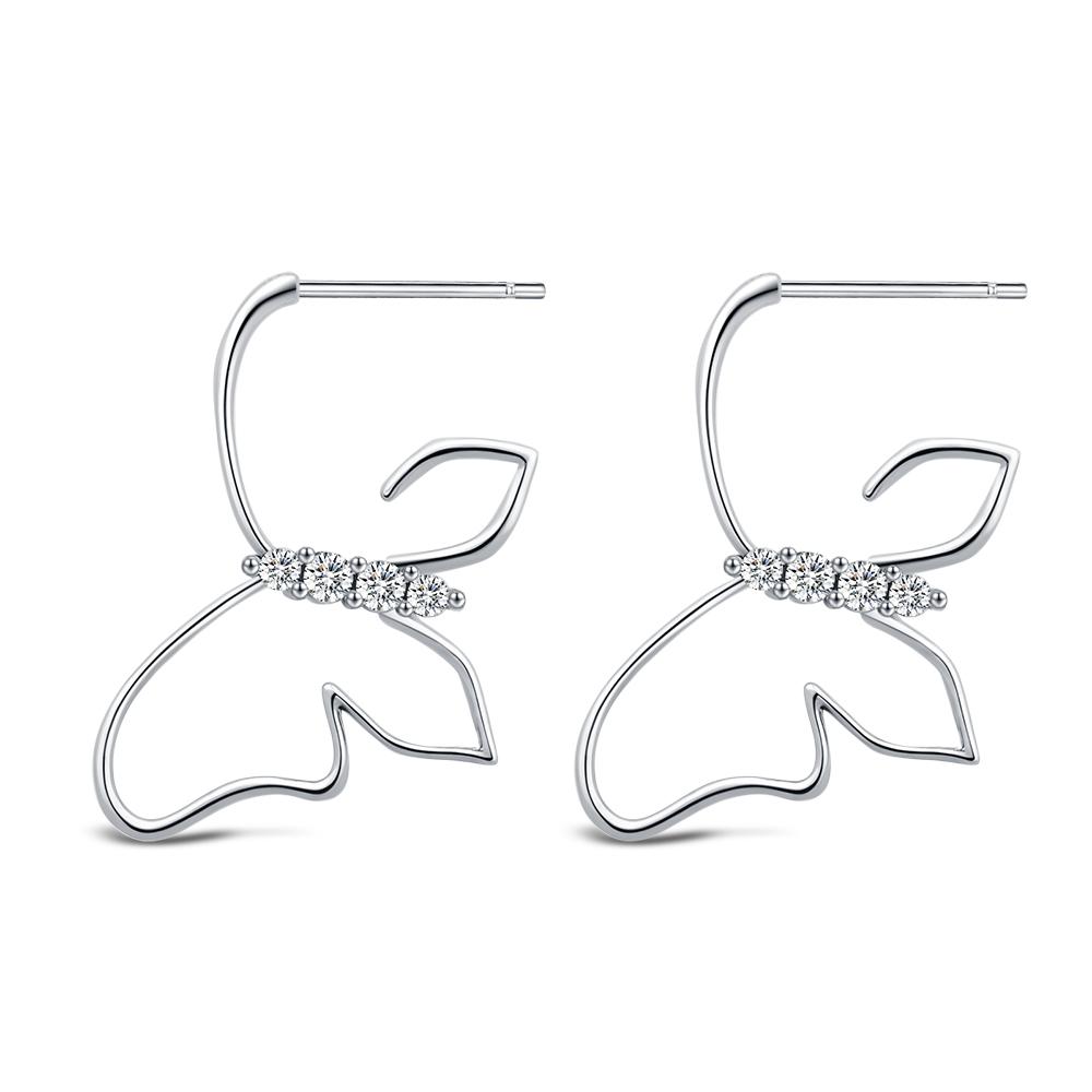 Fashion Simple Hollow Cute Cat Stud Earrings Women's 925 Silver Hypoallergenic Earrings Teen Girls Jewelry Gifts