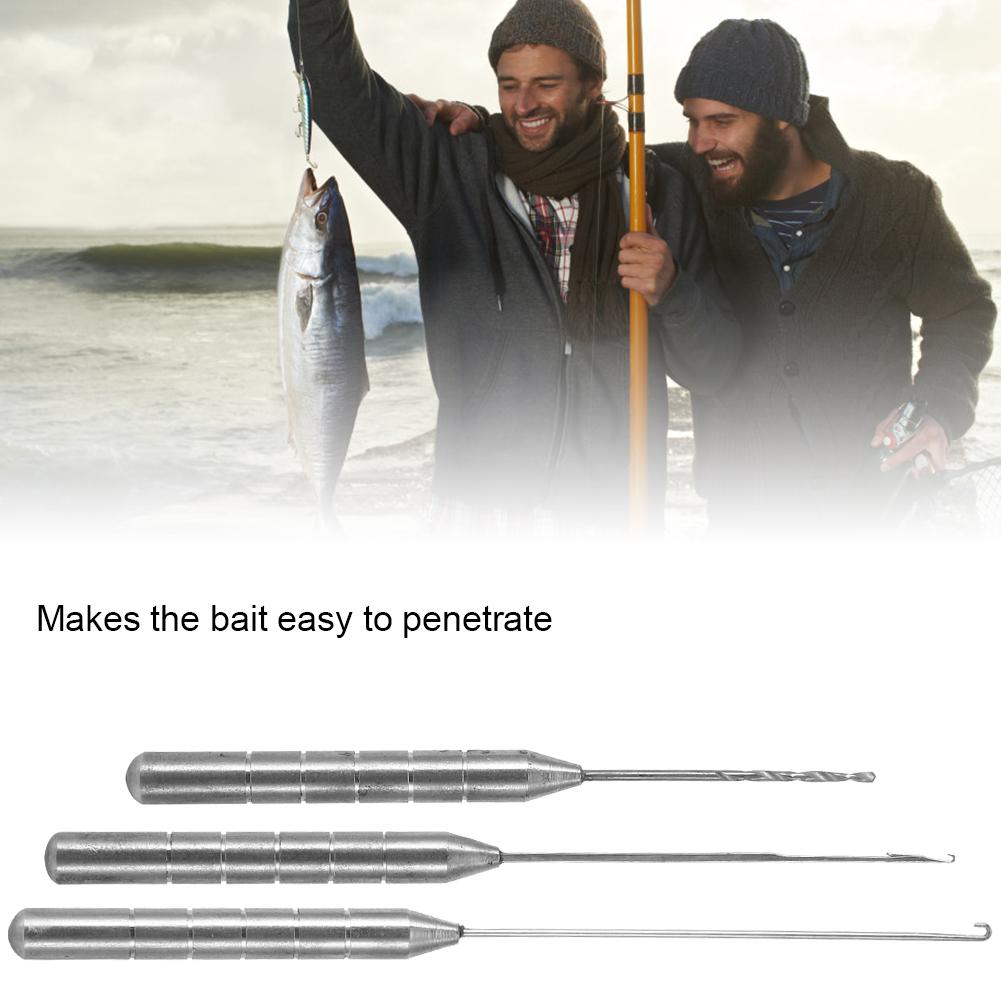 3pcs Stainless Steel Fishing Bait Stringer Drill Needle Portable AntiRust Fishing Tool