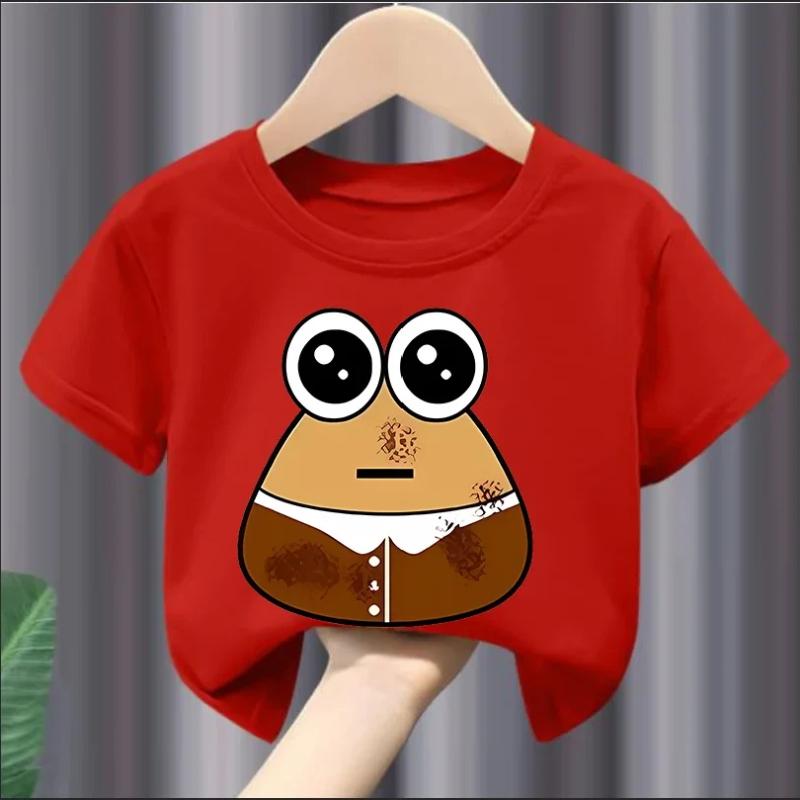 My Pet Alien Pou Kids Summer T-Shirt Cartoon Round Neck Infant Tracksuit Tees Clothing for Boys And Girls