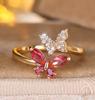 European and American New Butterfly Shaped Ring with Micro Inlaid Zircon and Adjustable Opening for Trendy Jewelry
