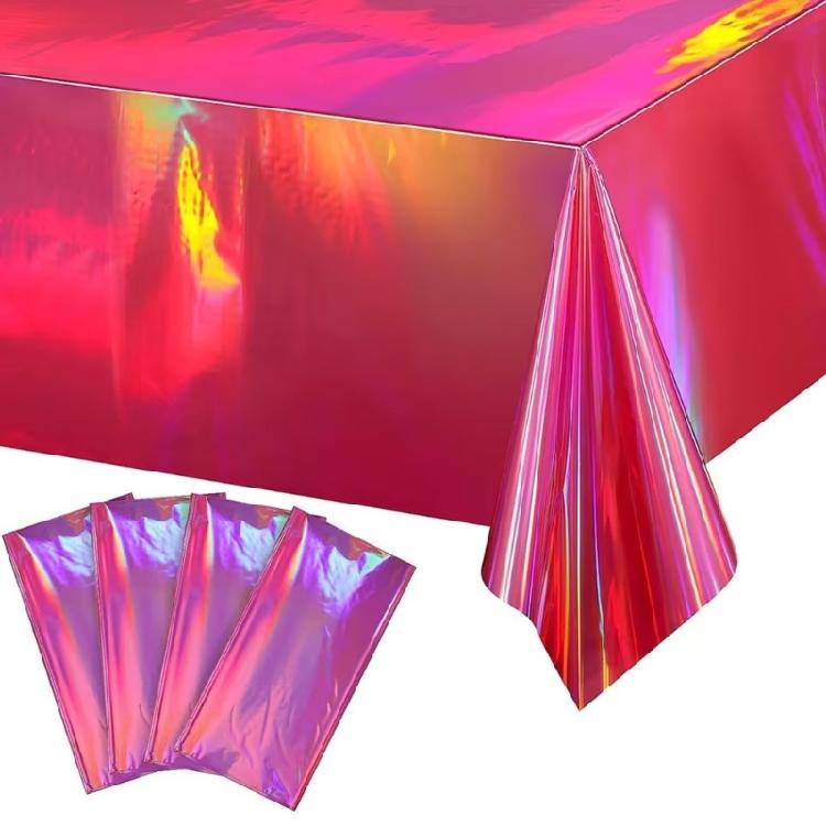 Color Changing Aluminum Film Tablecloth Disposable Water Resistant Stains Resistant For Instants Party Setups And Decoration