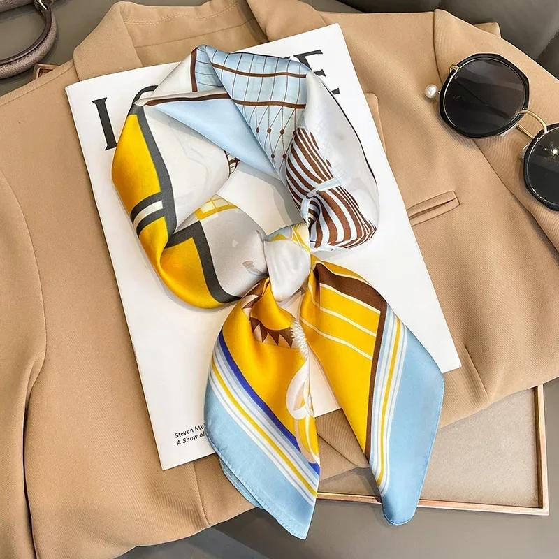 Luxury Silk Shawl Square Scarf for Women Satin Hijab Fashion Wraps Neckerchief Female Hair Bands Ribbon Headband Bandana