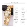 Golden Square Roman Dial Women's Quartz Watch Multi-Piece Set Green Ornaments Butterfly Jewelry Set Light Luxury Gift