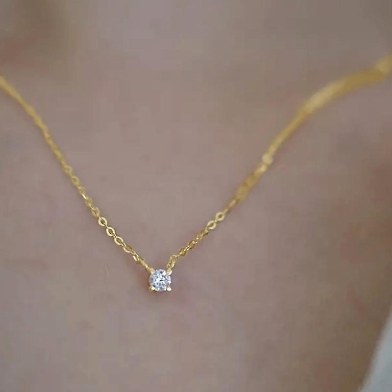 

Минималистичное маленькое круглое ожерелье с подвеской из кубического циркония для женщин, золотистая цепочка, изысканные модные украшения для повседневной носки