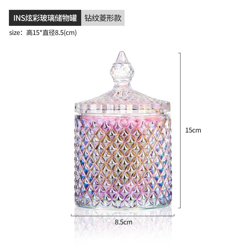 Transparent Förvaringsburk i Glas Hushållsförvaringslåda Glasbehållare Skrivbordsdekoration Bomullspinnslåda med Lock Förvaringsburk