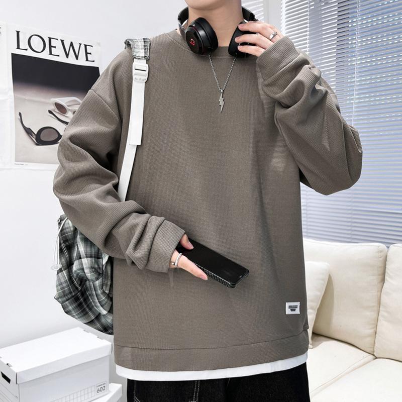 Fake Two-piece Sweater Men's Spring and Autumn Trendy Brand Long-sleeved T-shirt Loose Casual Youth Bottoming Shirt