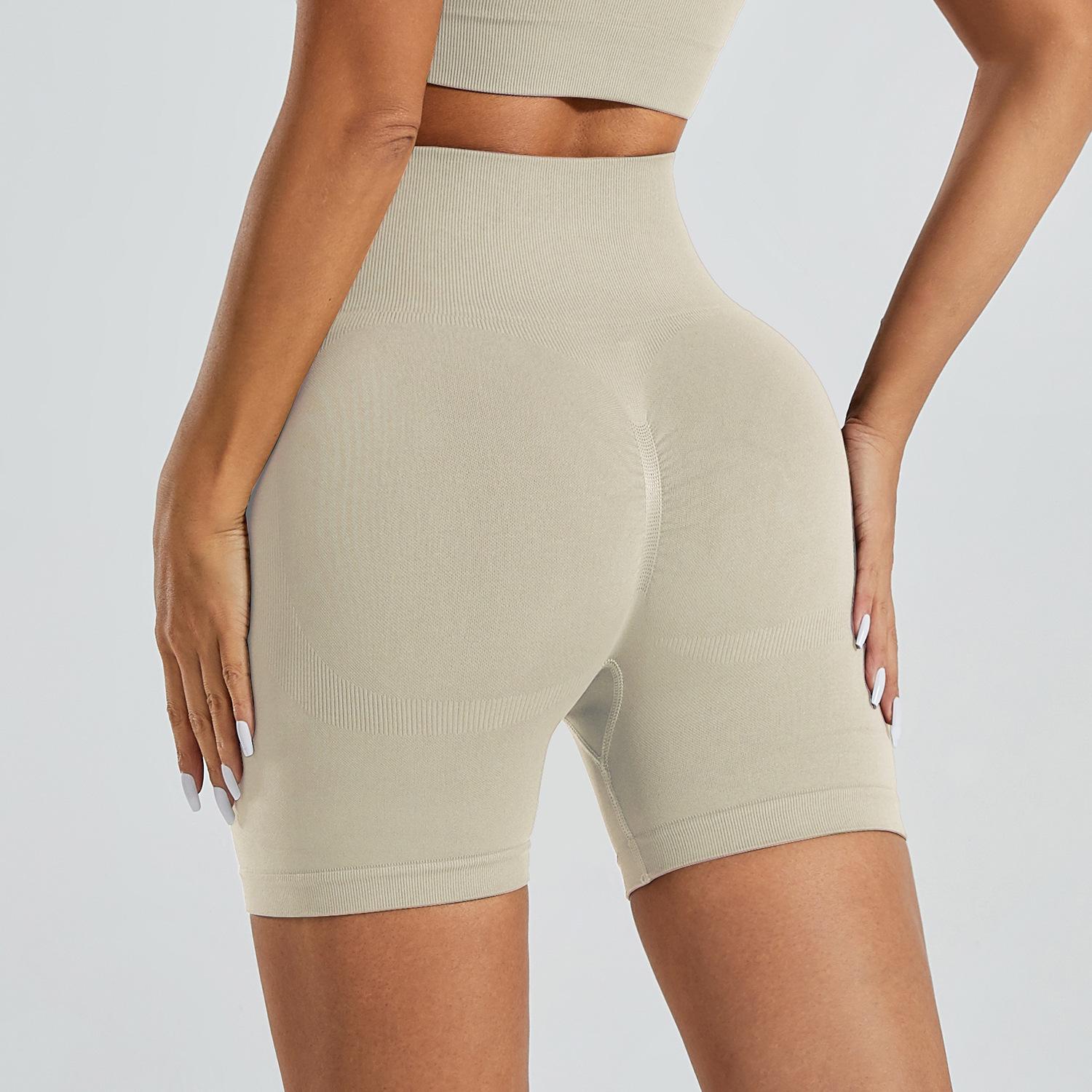 

Спортивные шорты Европейские и американские шорты для йоги с высокой талией весенне-летние облегающие с эффектом лифтинга бедер беговые быстросохнущие спортивные фитнес-брюки женские L хаки