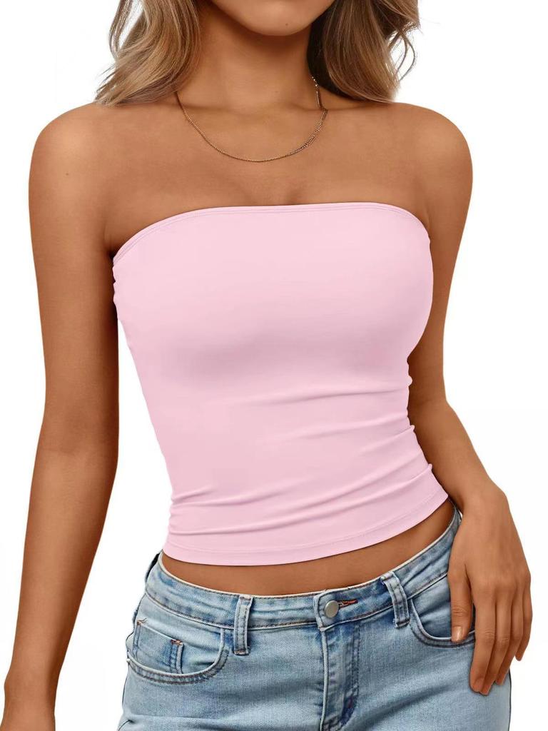 2026 Spring/Summer Off-the-Shoulder Women's Solid Color Tube Top