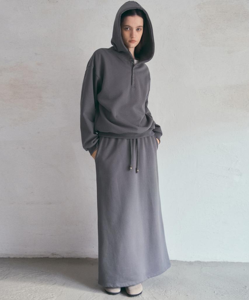 Aueonoseuteljia Cozy Henry Long Skirt_Charcoal(O25-Sk21)