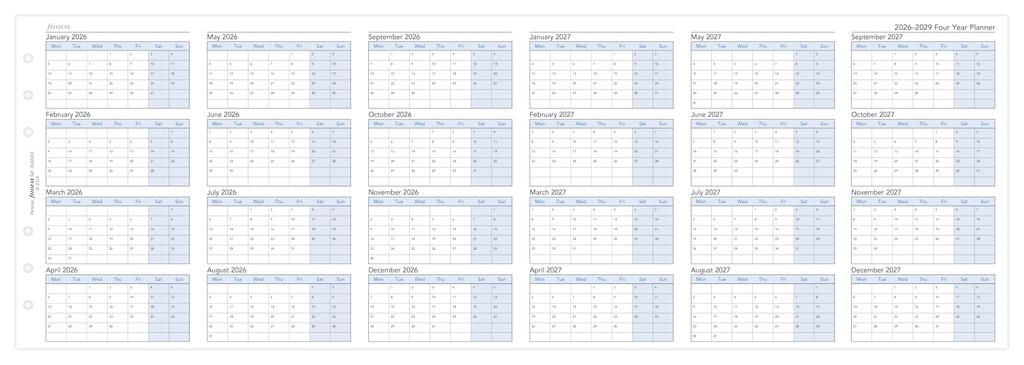 Filofax 2026 System Planner Refill, Bible Vertical Year Planner, January Start, White, 26-68403, Officially Imported