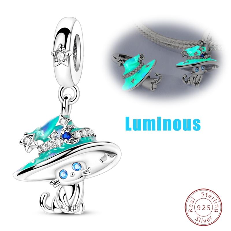 S925 Silver Birthday Bear Lucky Cat Elephant Family Firefly Charms Beads Fit 3mm Bracelets DIY Fine Jewelry