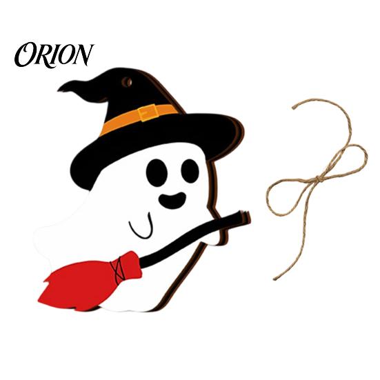 Halloween Tree Ornaments Ghost Wooden Hanging Sign with Hemp Rope, Cute Seasonal Decorations Pendants for Home Party Wall