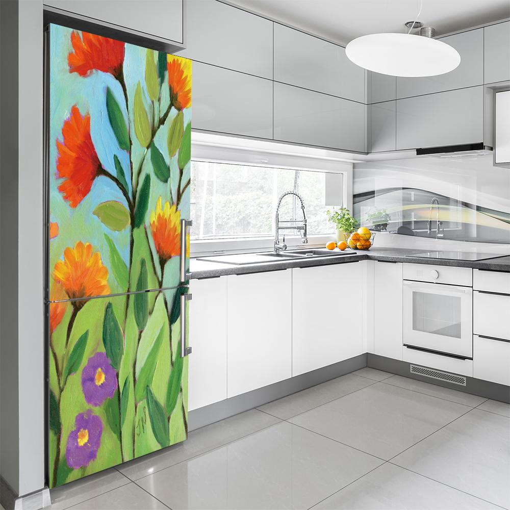 DIY Nature Landscape Fridge Wallpaper Vinyl Sticker 3D Forest Flower Refrigerator Decal Self-adhesive Kitchen Home Renovation Mural Poster Art Film