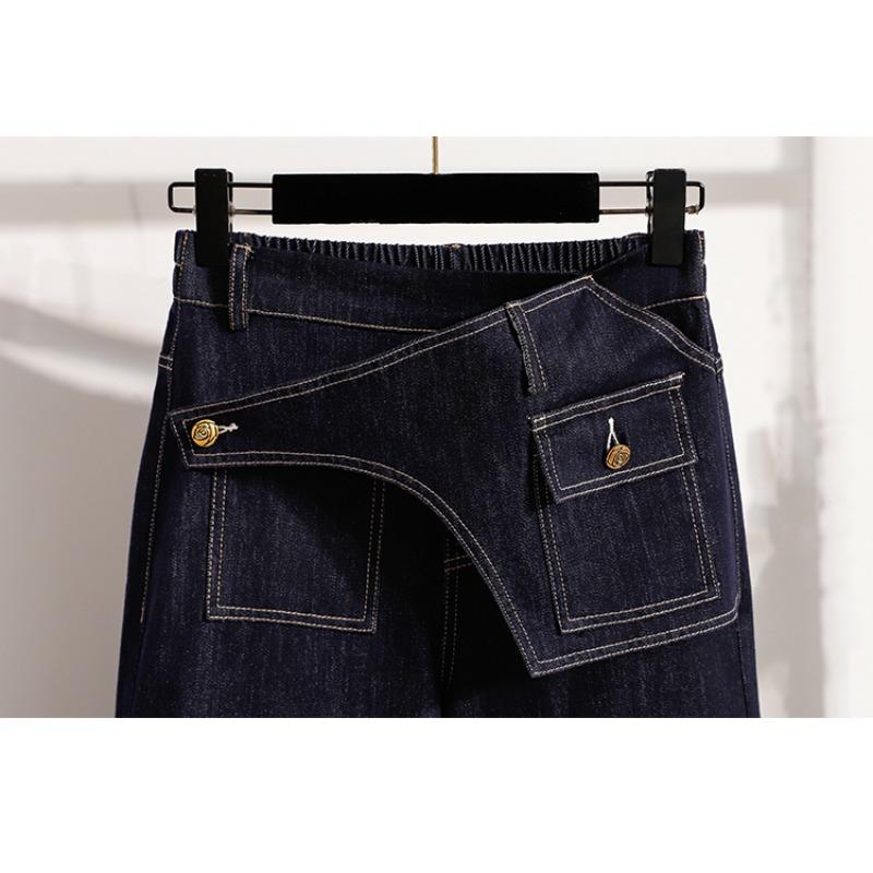 Dimanaf 2025 Women Jeans Long Pants Oversize Pants Elastic Waist Straight Vintage Casual  Loose Trousers Autumn Winter 2025