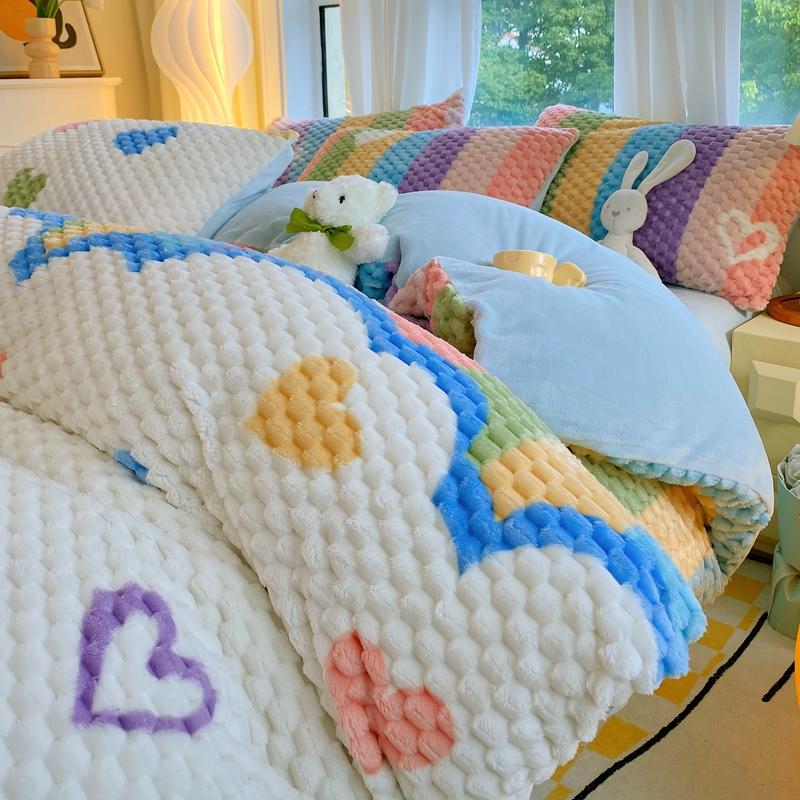 Gray Warm Milk Velvet Duvet Cover Autumn and Winter Thick Comforter Cover Children Adult Bedroom Solid Color Single Duvet Covers