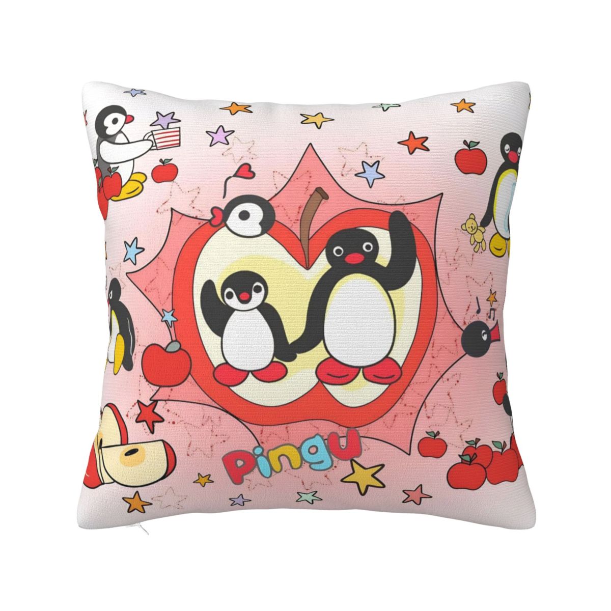 

Noot Pingu Smile Square Pillow Cases Penguin Cartoon Cushion Cover Vintage Zipper Decorative Pillowcase for Car 40x40cm 12x12Inch