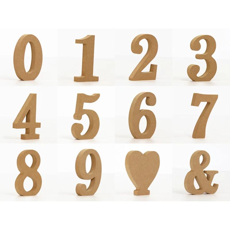 Top Quality 1Pc Wood Color Numbers 0-9 Wooden DIY Arabic Numerals Art Crafts Standing Party Wedding Home Decor