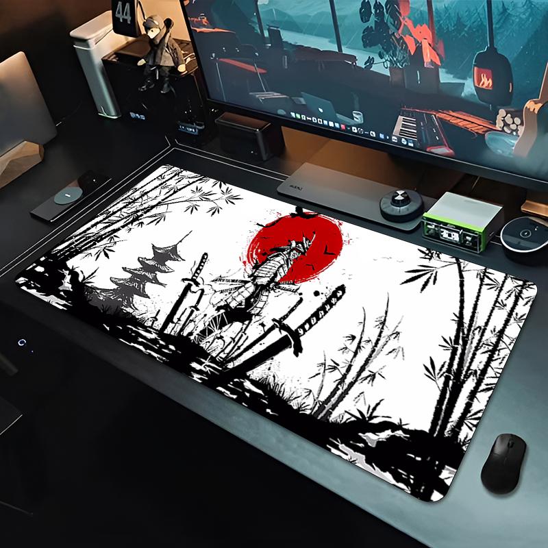 Extended Keyboard Desk Mat Samurai Warrior Japanese Mouse Pads Pc Gaming Nonslip Locking Edge Gamer Large Esports Mouse Pads