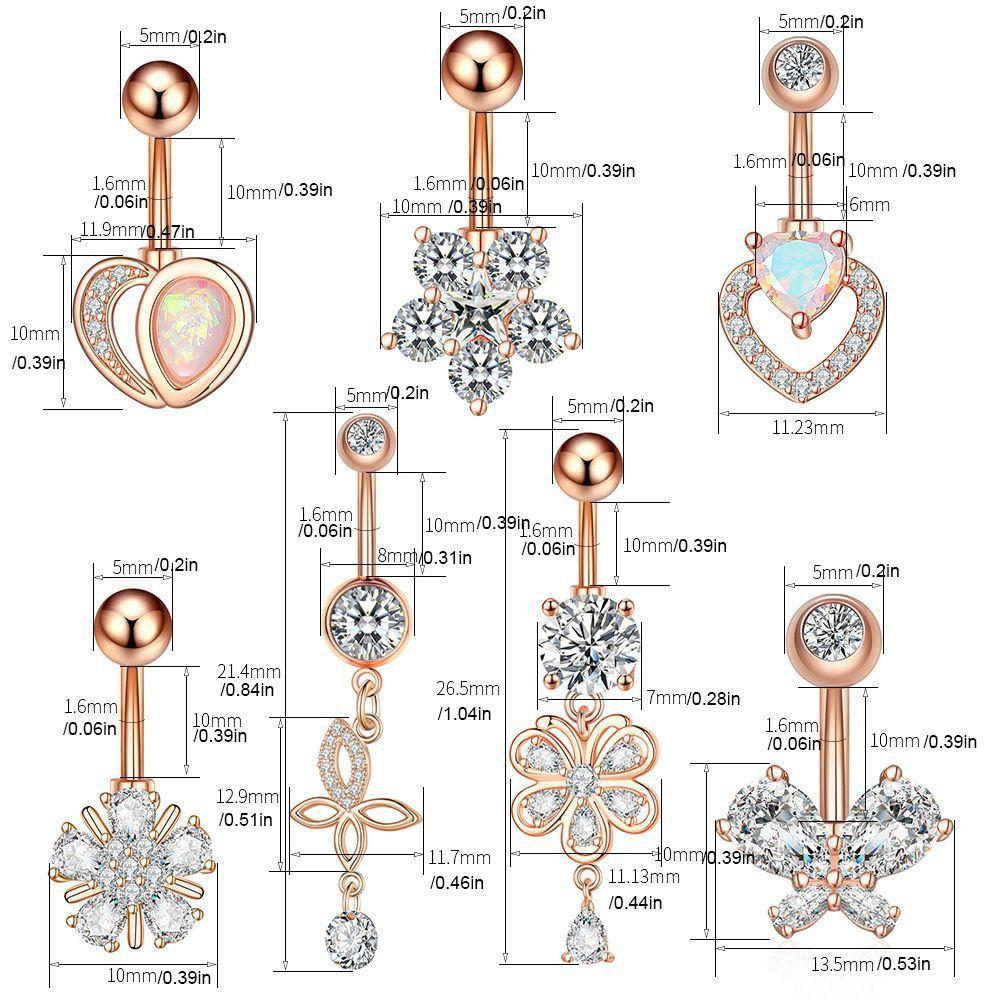 Butterfly Belly Piercings Stainless Steel Zircon Navel Ring Fashion Belly Button Rings  Girl