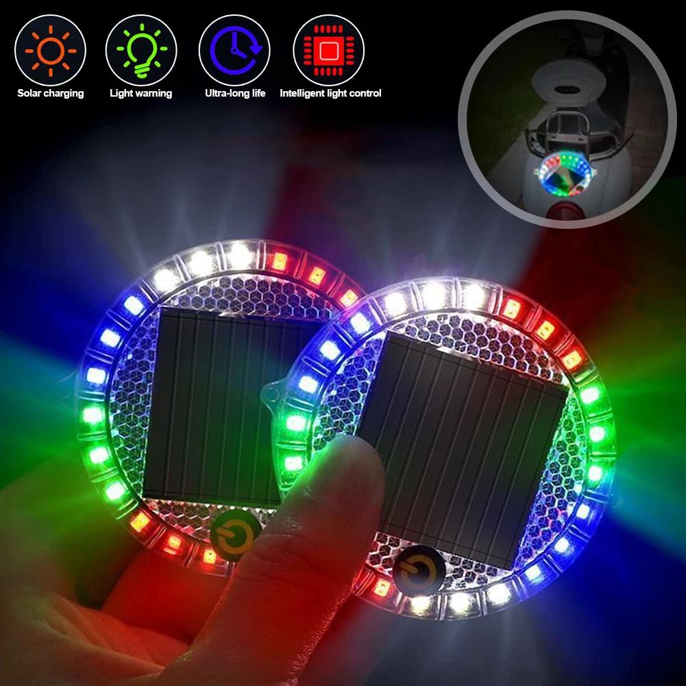 1/2Pc Solar Car LED Flashing Warning Light Round Indicator In-Night Caution Strobe Warning Light Running Lamp For All Vehicle