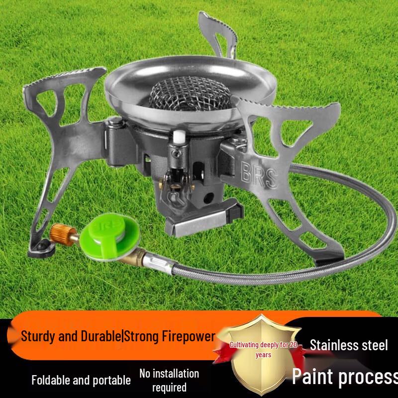 BRS-15 Portable Windproof Camping Gas Stove Kit with Teapot