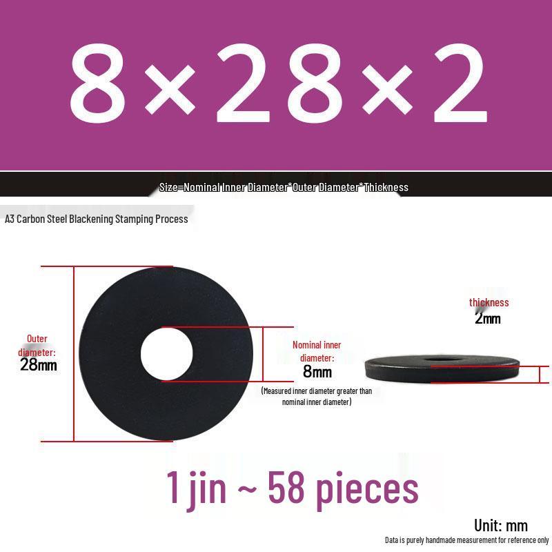 Thickened Black Flat Washer: Enhanced Round Metal Spacer for Home Use