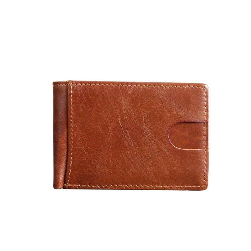 Men's Crazy Horse Skin Genuine Leather Wallet Short, 20% Off USD Clip, Retro Card Bag